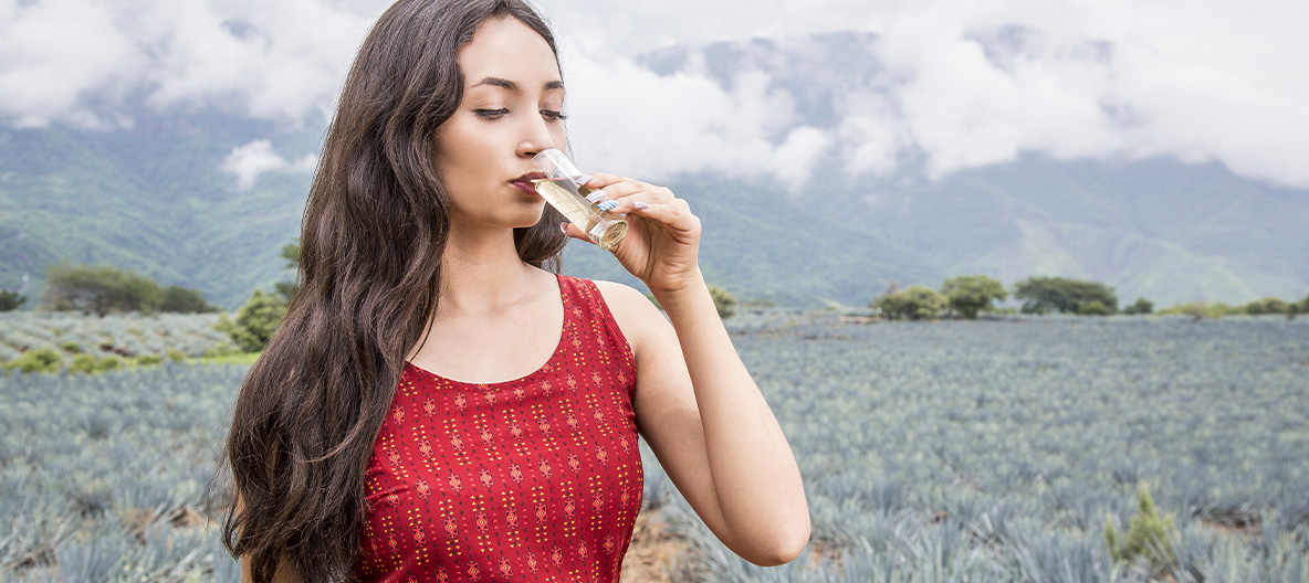 woman with drinking spirits